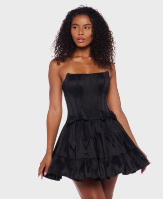 Alex & Sophia Juniors' Sleeveless Taffeta Fit & Flare Dress - Black | Macy's