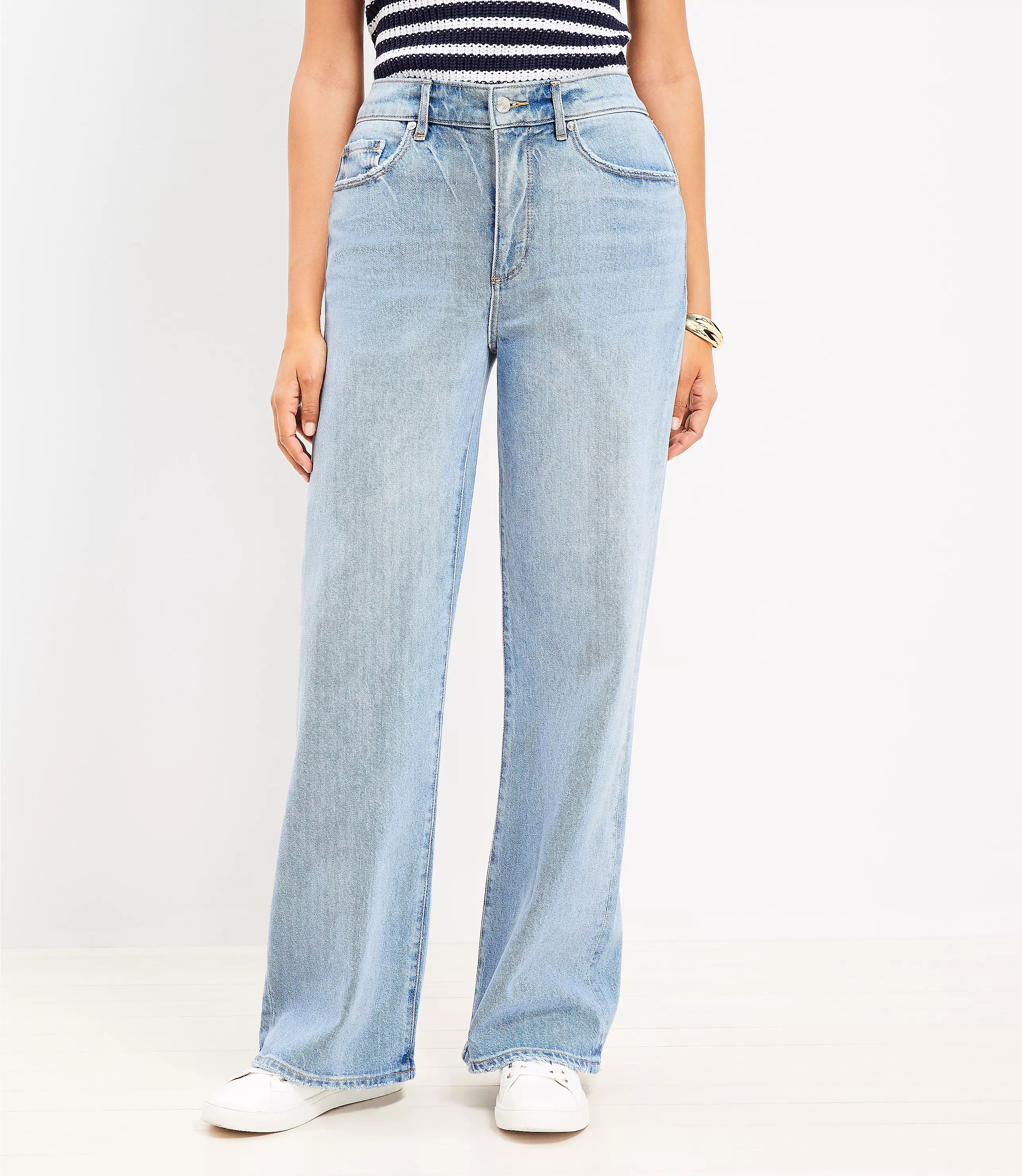 Curvy High Rise Wide Leg Jeans in Light Wash Indigo | LOFT