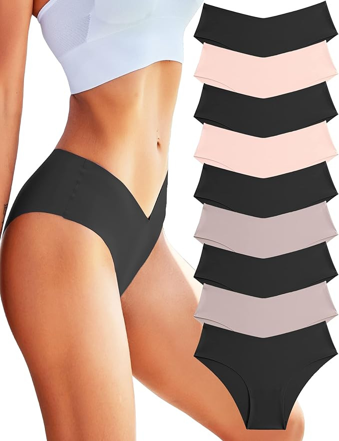 ROSYCORAL Women’s Seamless Bikini Panties Soft Stretch Invisibles Briefs No Show Hipster Underw... | Amazon (US)