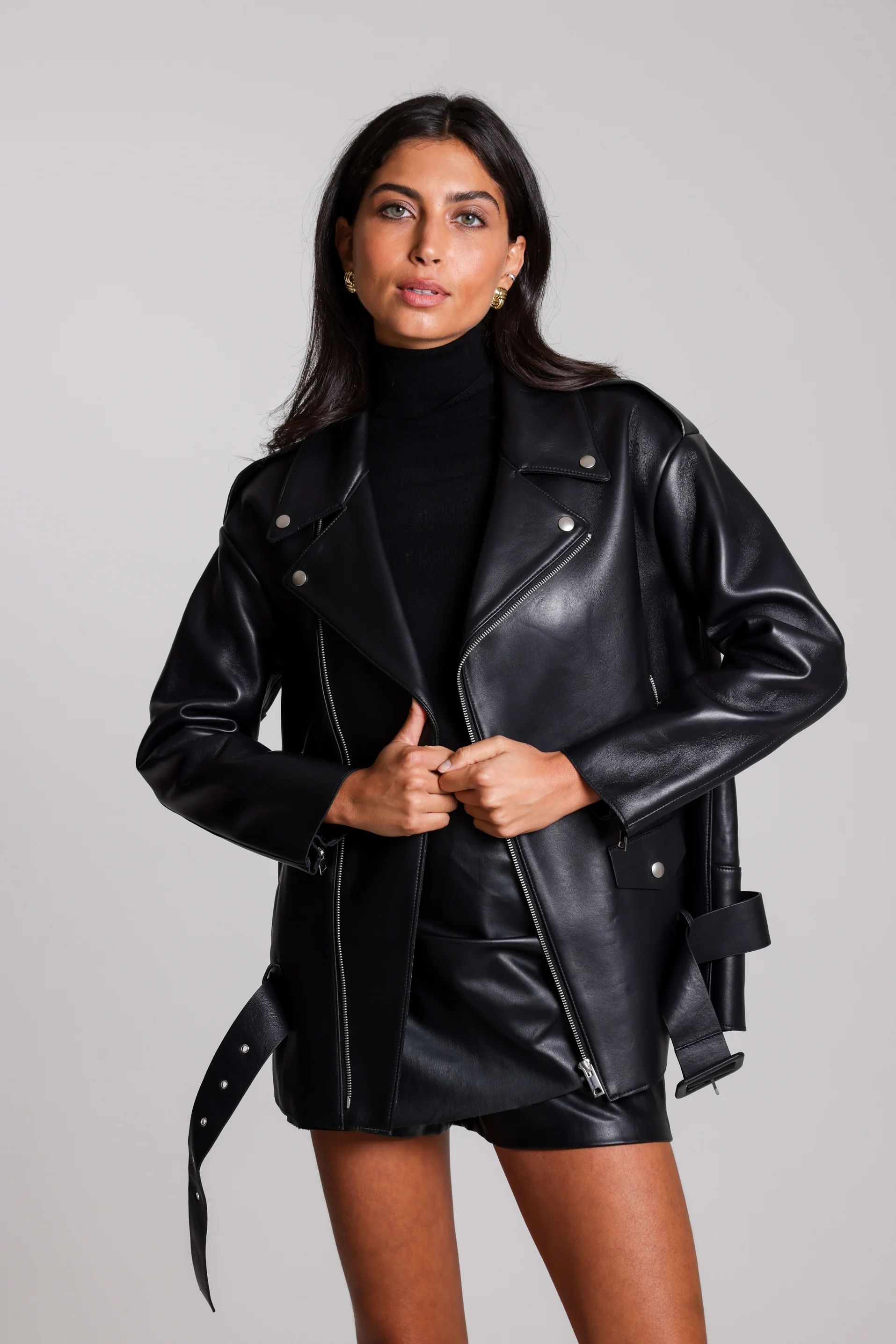 Black Leather Aviator Jacket | Jane and Tash Bespoke