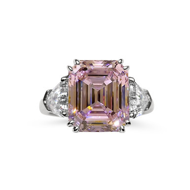 Pink Emerald Cut Center with Clear Shield Side Stones (6.5 TCW) | Fantasia by DeSerio