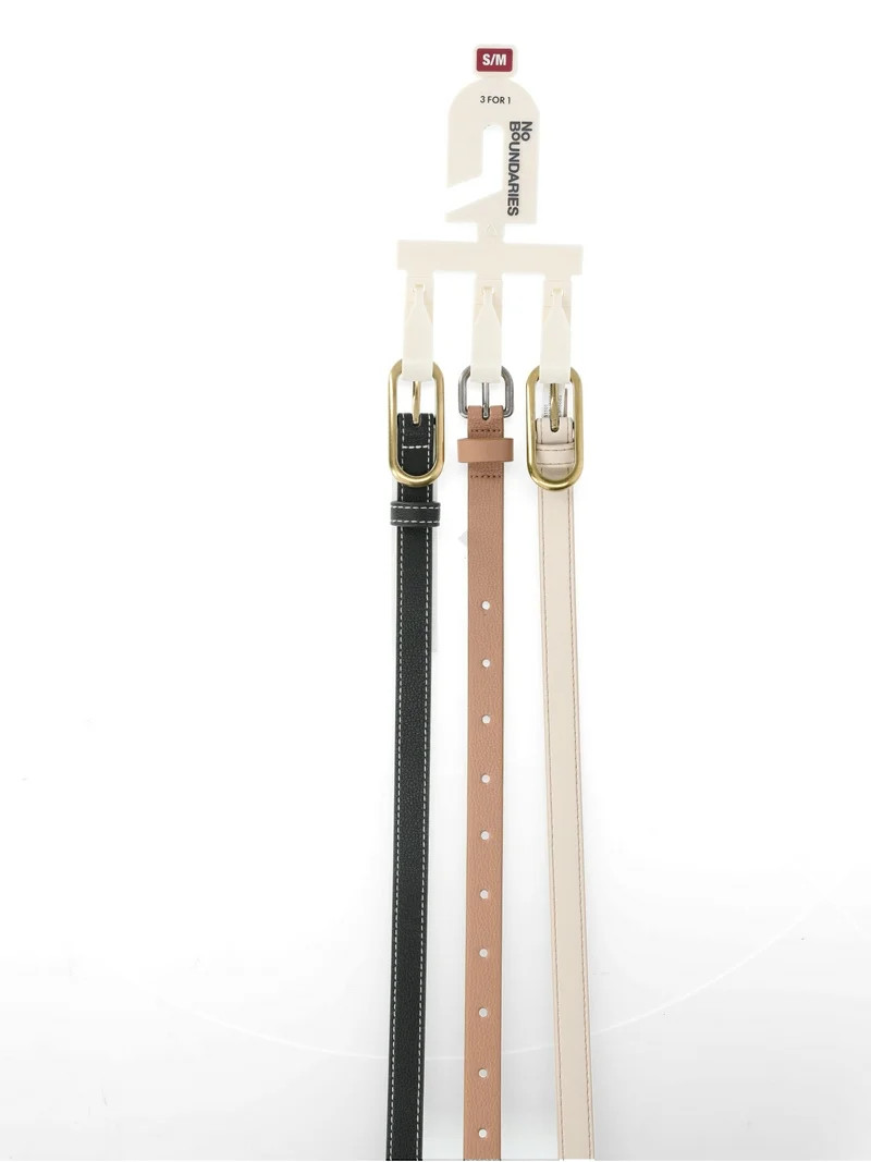 No Boundaries Women's 3 for 1 Belts, Ivory/Caramel/Black, S/M | Walmart (US)