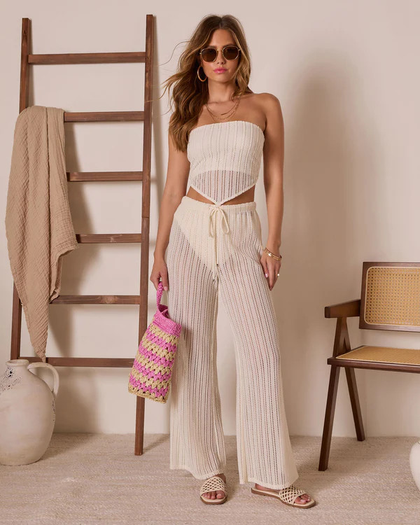 Gelato Please Open Knit Strapless Top | VICI