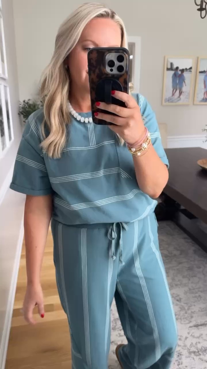 This matching set looks so much more expensive than it is 🤍 The relaxed fit and soft striped fabric make it perfect for travel days, casual dinners, summer errands, or everyday wear all season long.

matching set, Amazon fashion, casual summer outfit, striped lounge set, comfy chic outfit, travel outfit, wide leg pants, everyday style, neutral accessories, affordable fashion, summer outfit ideas, lovelylifestyling

#LTKootd #LTKOver40 #LTKSeasonal