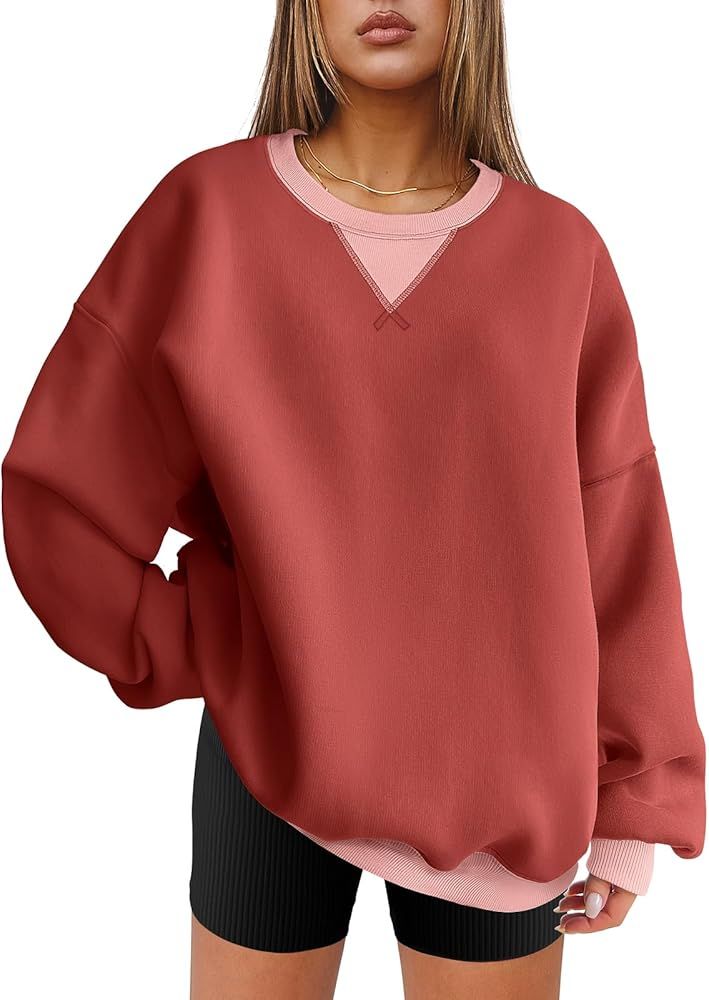 ANRABESS Womens Color Block Long Sleeve Crewneck Oversized Loose Cozy Soft 2024 Fall Pullover Swe... | Amazon (US)