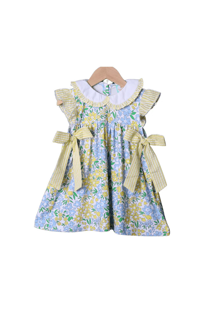 Yellow Floral Knit Bow Dress | The Smocked Flamingo