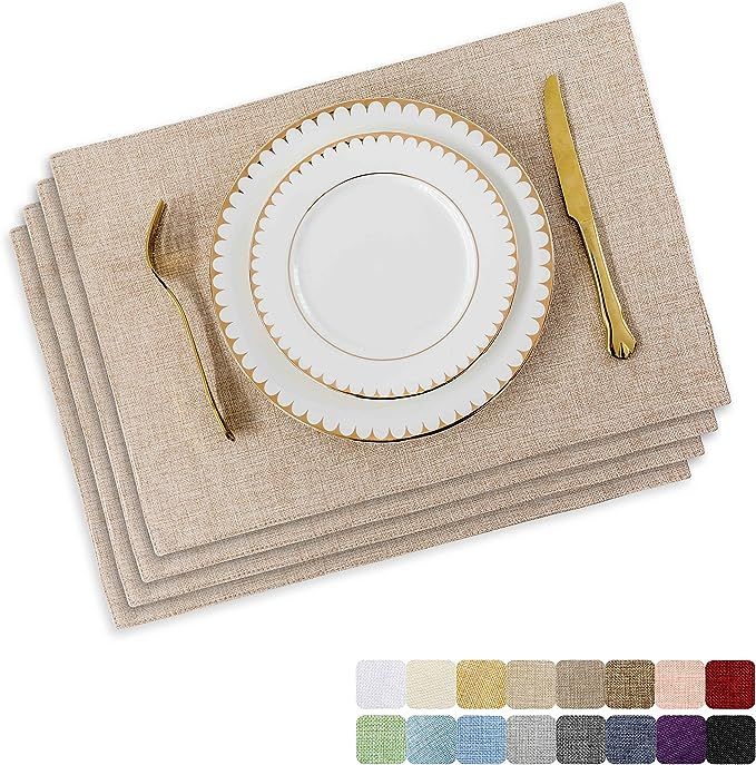 Amazon.com: Placemats by Home Brilliant Set of 4 Heat Resistant Dining Table Place Mats Cloth Pla... | Amazon (US)