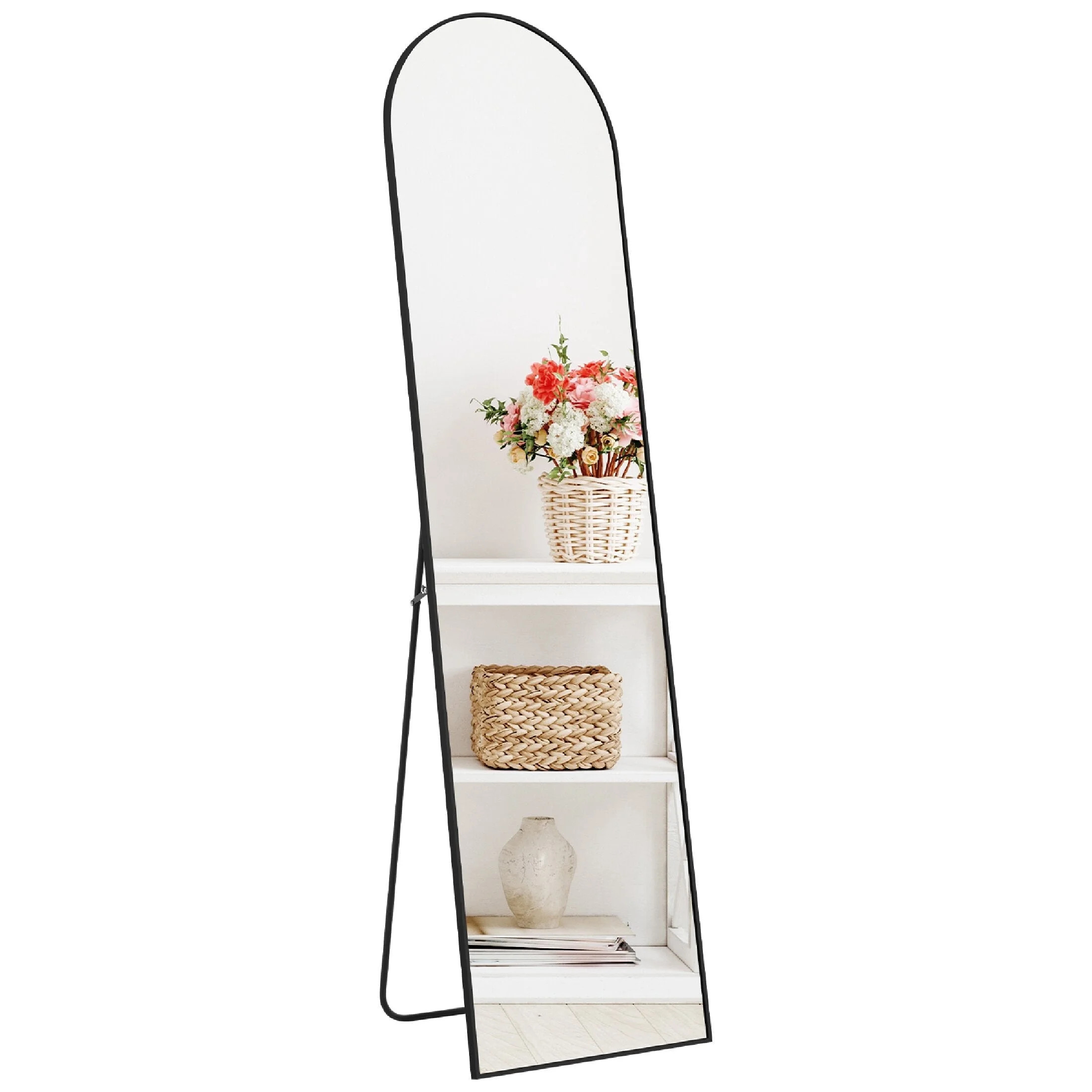 CONCETTA 59"x16" Arched Full Length Mirror, Full Body Standing Mirror Floor Mirrors, Black - Walmart.com | Walmart (US)