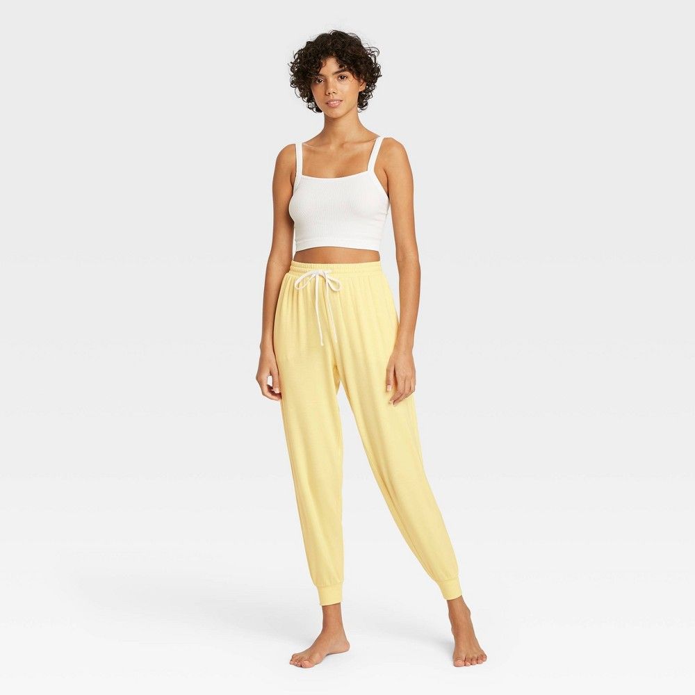 Women's French Terry Lounge Jogger Pants - Colsie Yellow M | Target