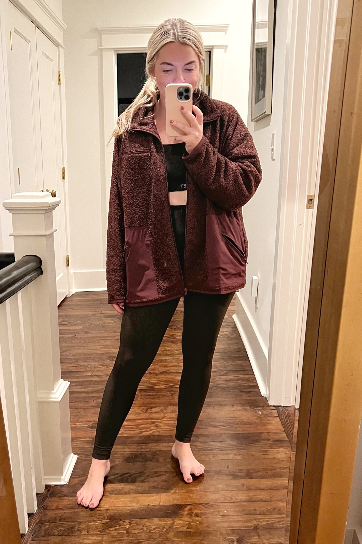 Tried a new-to-me activewear brand after seeing some gals at my Pilates studio wearing these fun sets! Ordered a couple colors, and some were not as soft as others, but this color was 🤌🏻 in a small bottom, medium top and small (should have gone XS) jacket for reference. 

#LTKfitness #LTKsalealert #LTKCyberWeek