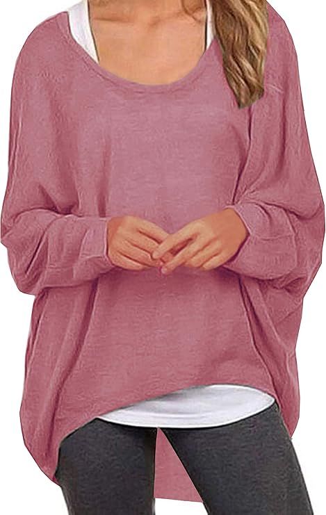 UGET Women's Sweater Casual Oversized Baggy Loose Fitting Shirts Batwing Sleeve Pullover Tops | Amazon (US)