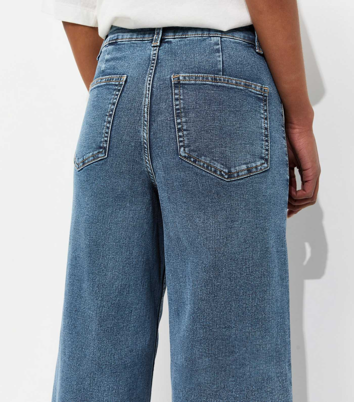 Blue High Waist Stretch Denim Wide Leg Jeans | New Look | New Look (UK)