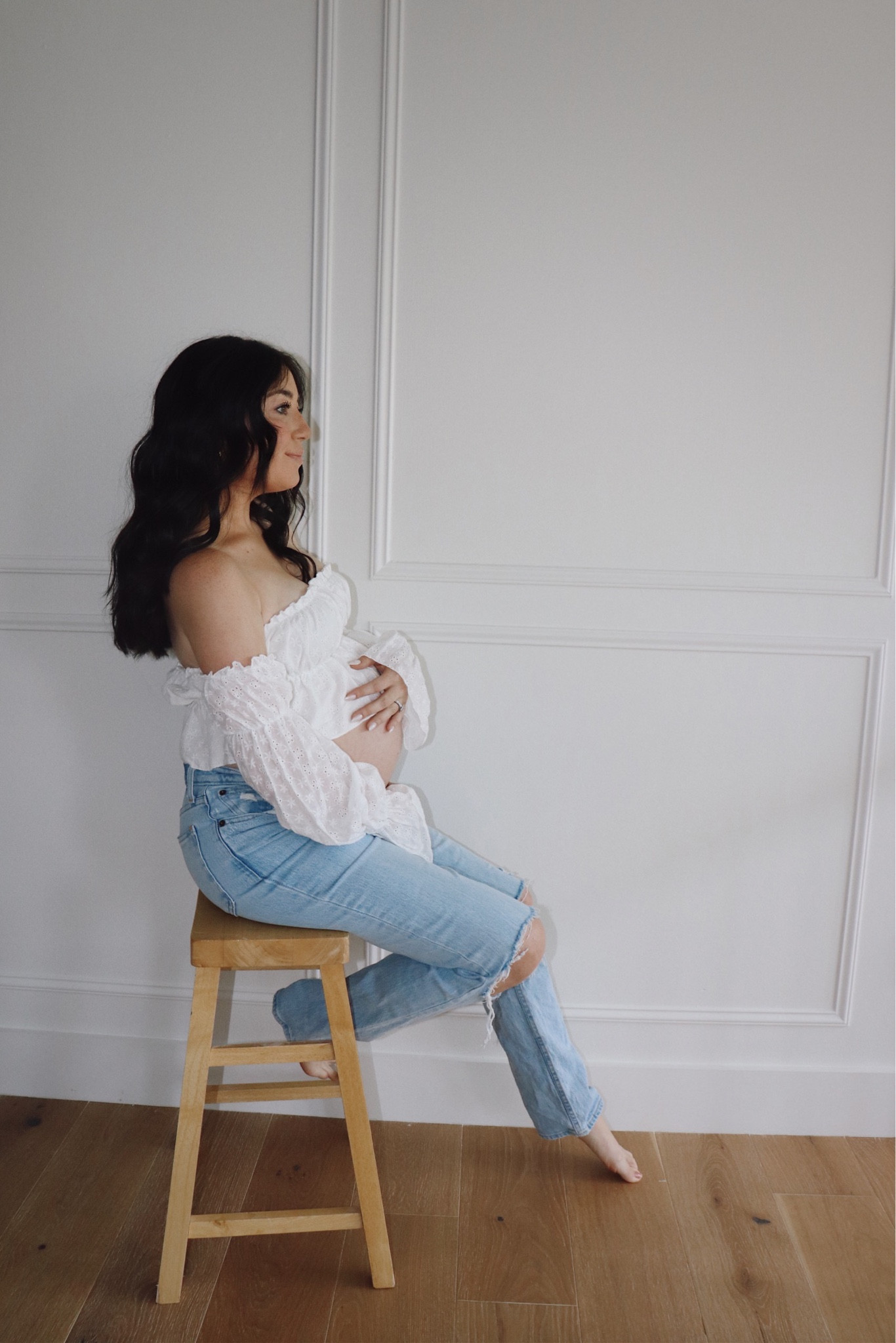 Took some fun little at home bump pics this morning! These are typically my favorite jeans when I’m not pregnant and they are on sale! #bumpstyle #pregnant

#LTKstyletip #LTKfamily #LTKbump