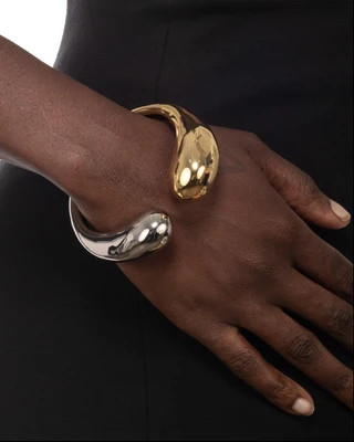 Molten Two-Tone Domed Hinge Cuff Bracelet | Alexis Bittar