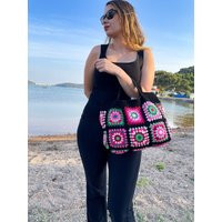 Crochet Granny Square Bag/Purse Boho Tote Afghan Colorful Knitted Hippie | Etsy (UK)