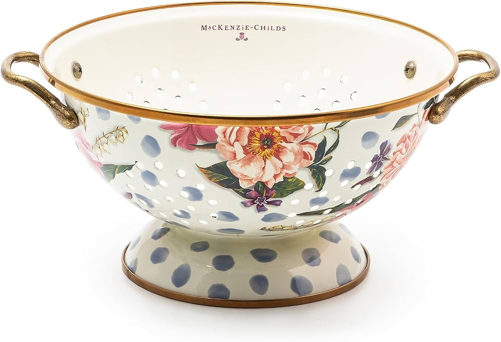 MACKENZIE-CHILDS Enamel Colander, Decorative Kitchen Strainer, Large, Blue Wildflowers | Amazon (US)