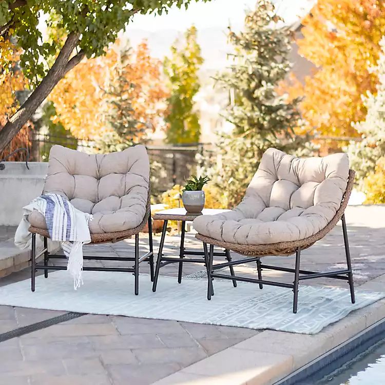 Two Papasan Chairs with Table 3-pc. Patio Set | Kirkland's Home