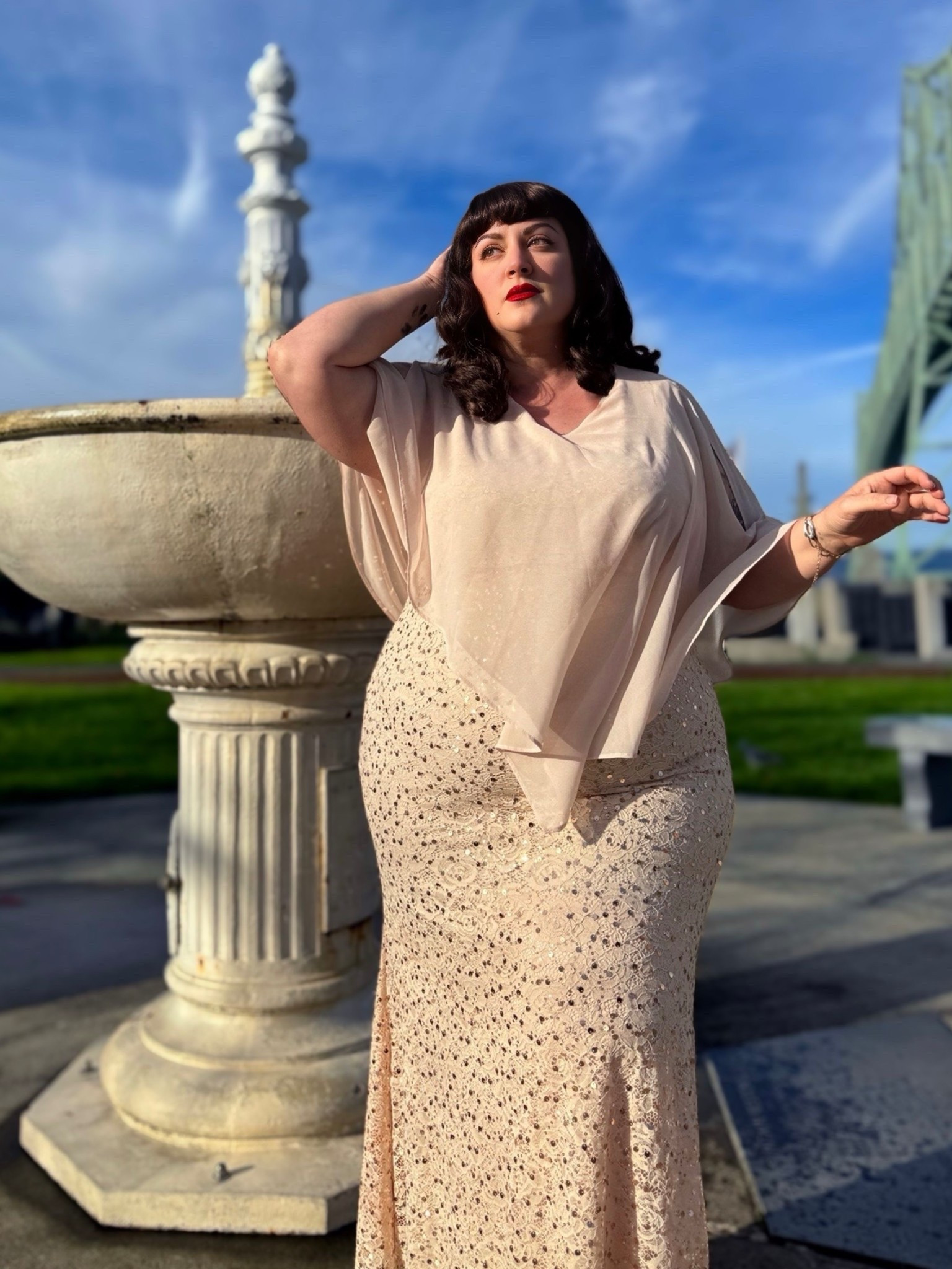 Plus size champagne sequin dress with chiffon shawll

#LTKOver40 #LTKPlusSize #LTKHoliday