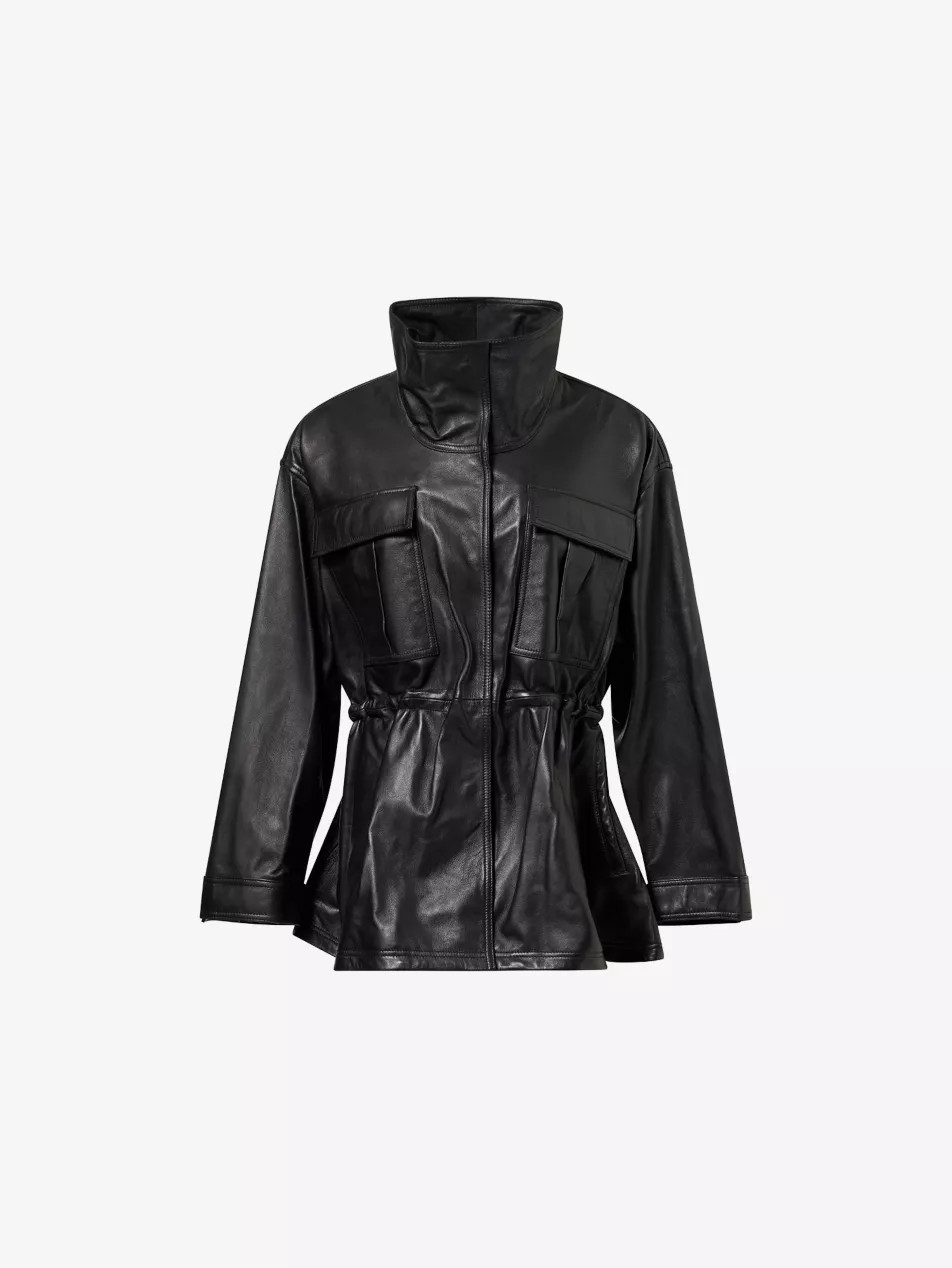 Funnel-Neck Sculptural Leather Jacket | Selfridges