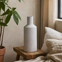Wyld Haus Terra White Stoneware Textured Bottle Vase in Stone | Debenhams UK