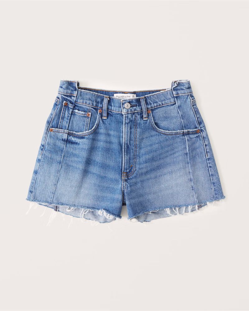 Abercrombie & Fitch Women's Curve Love High Rise Mom Shorts in Dark Wash - Size 26 | Abercrombie & Fitch (US)