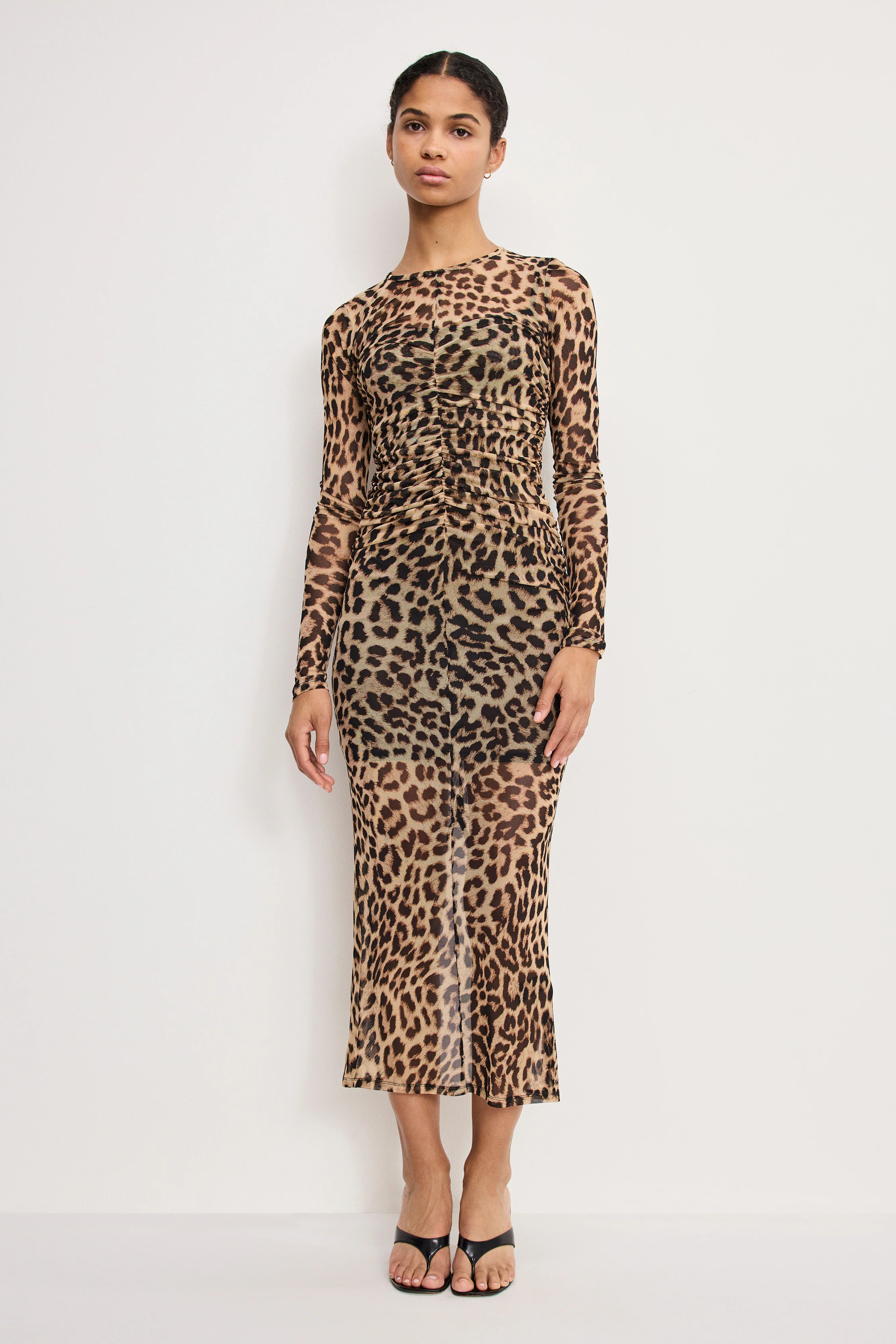 MESH RUCHED MAXI DRESS | LUCKY LEOPARD001 - GOOD AMERICAN | Good American