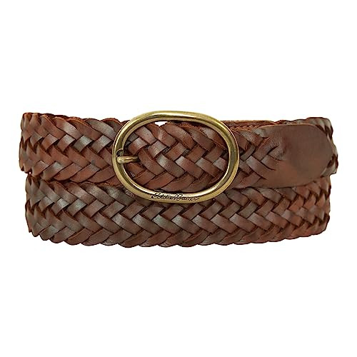 Eddie Bauer Women's Casual Leather Belts, One Size Fits Most, Center Bar Woven-Tan, XXL | Amazon (US)