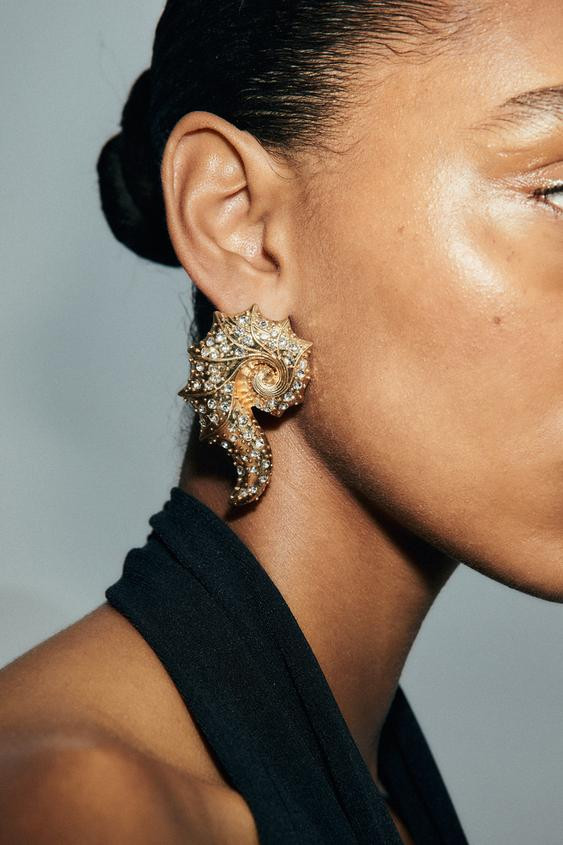 JEWEL SHELL EARRINGS | Zara US