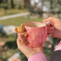 Customizable Mug With Cute Teddy Bear - Cute Tiny Bear, Teddy Gift For Her, Idea Girlfriend, Ceramic, Pink Mug | Etsy (US)