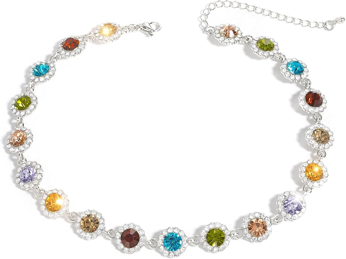 Suyi Crystal Colorful Choker Necklace Sparkly Rhinestone Necklace for Women | Amazon (US)