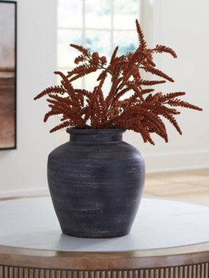 Meadie Terra Cotta Vase, Distressed Black | Ashley Homestore