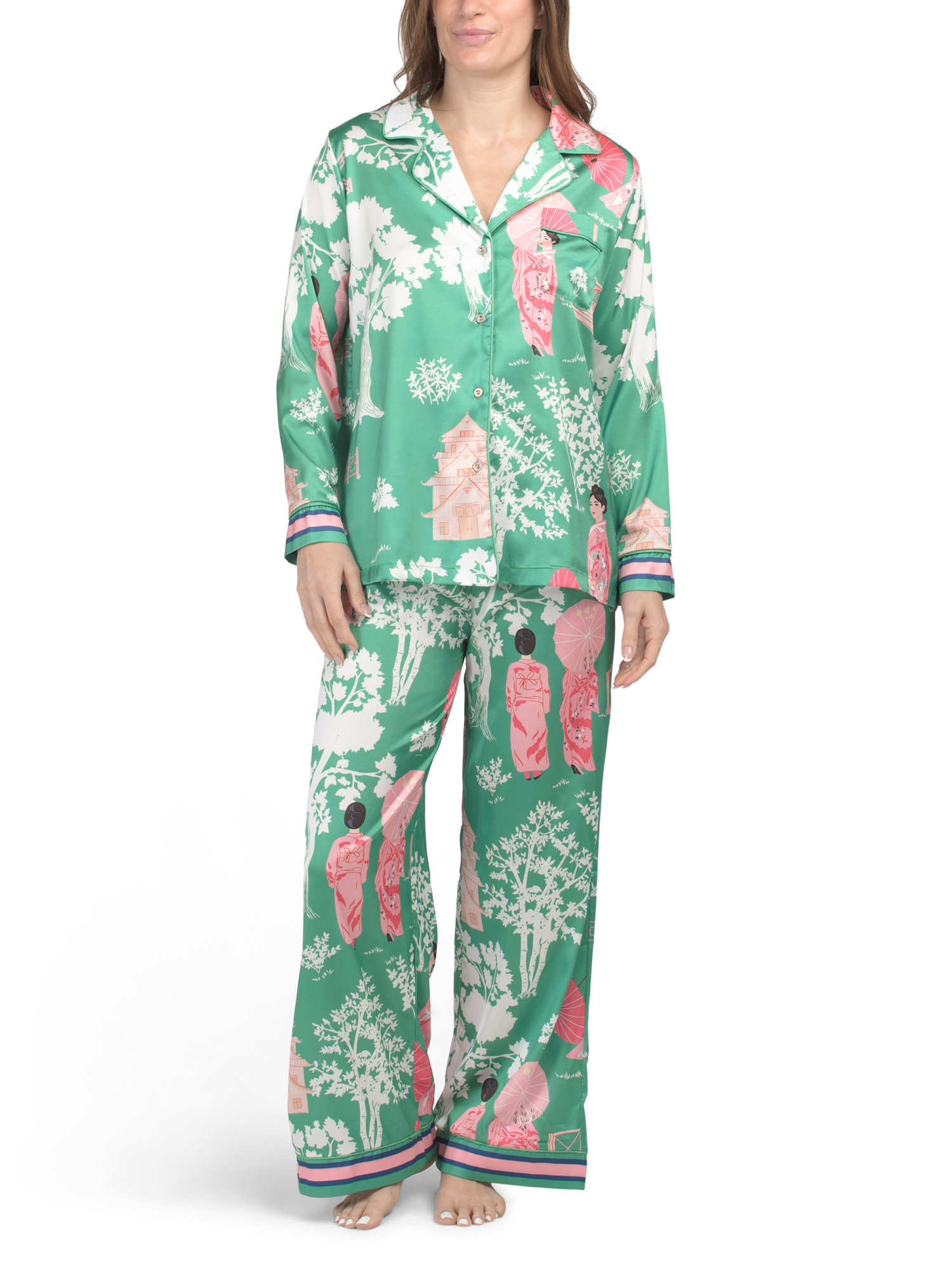 2pc Floral Print Long Sleeve Satin Pajama Set | Gifts For Her | Marshalls | Marshalls
