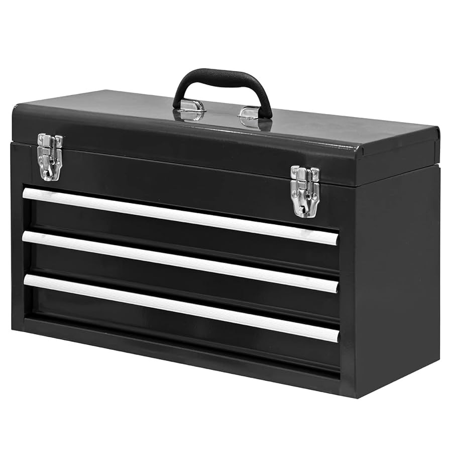 BIG RED 3 Drawer 20“ Metal Tool Box Portable Steel Tool Chest with Metal Latch Closure for Gara... | Amazon (US)