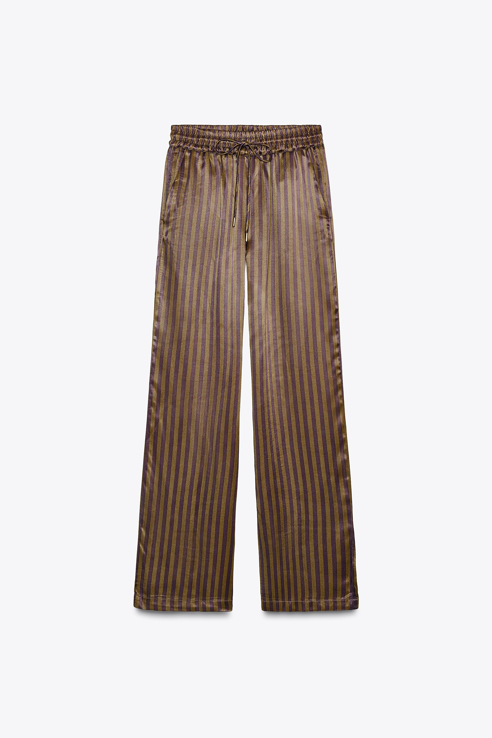 STRIPED SATIN TROUSERS | Zara US