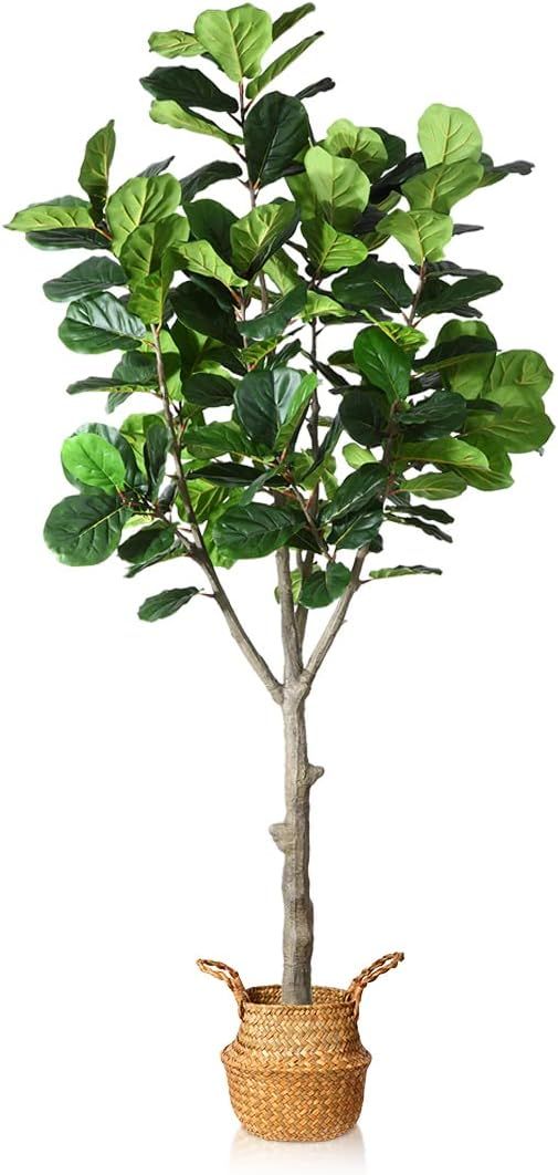 MOSADE Artificial Fiddle Leaf Fig Tree 10 Feet Ficus Lyrata Plant and Handmade Seagrass Basket, P... | Amazon (US)