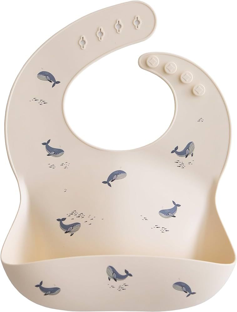 Amazon.com: mushie Silicone Baby Bib | Adjustable Fit Waterproof Bibs (Whales) : Baby | Amazon (US)