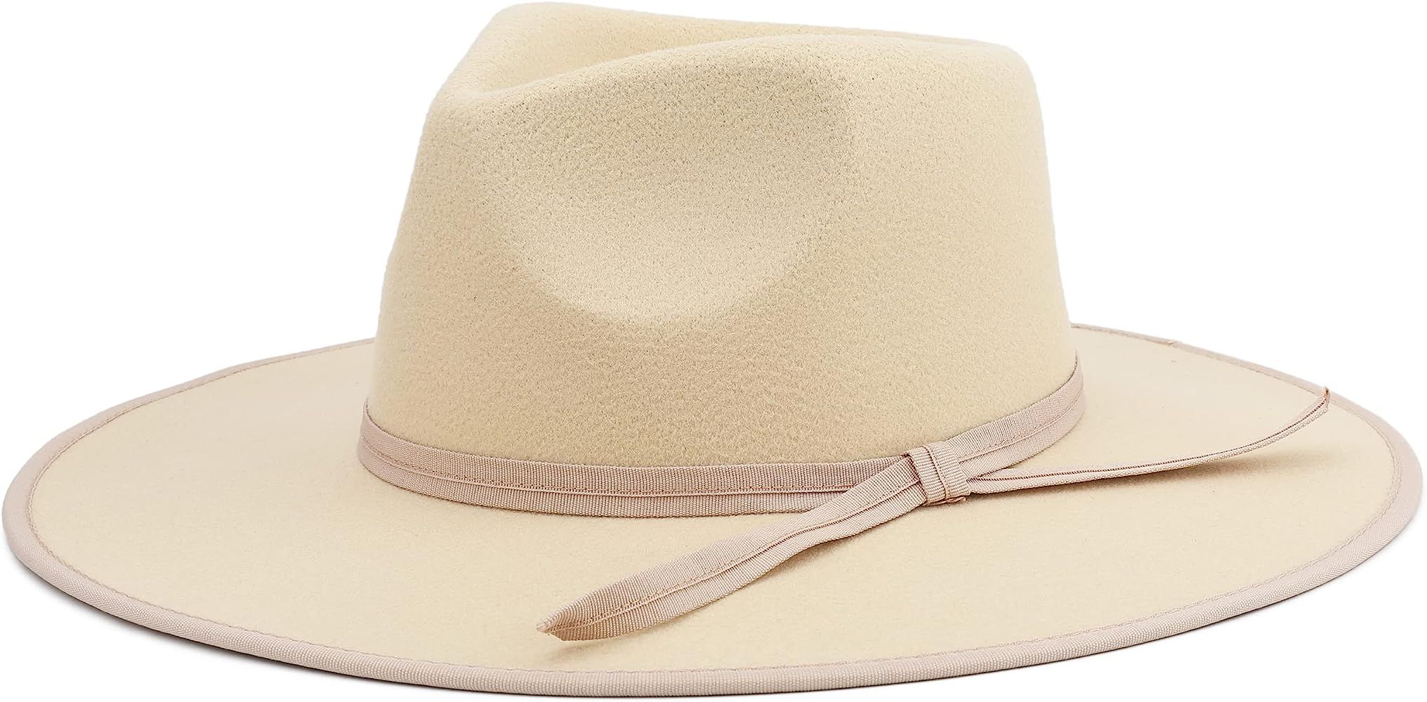 Pro Celia Large Wide Brim Fedora Hat for Women Men Felt Dress Hat | Amazon (US)