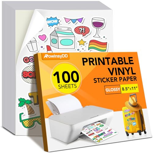 100 PCS Sticker Paper for Inkjet Printer, Printable Vinyl Sticker Paper Dries Quickly Vivid Color... | Amazon (US)