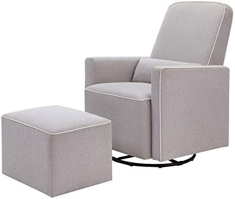 DaVinci Olive Upholstered Swivel Glider with Bonus Ottoman in Grey with Cream Piping, Greenguard Gol | Amazon (US)