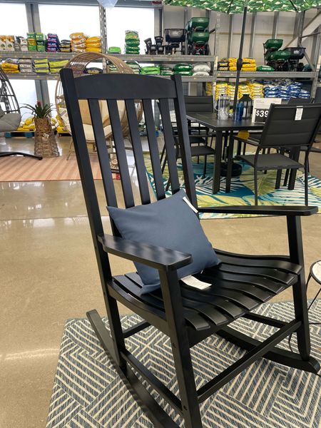 Mainstays Outdoor Wood Porch Rocking Chair, Black Color, Weather Resistant Finish, outdoor rocking chair 

#LTKhome #LTKSeasonal #LTKSpringSale