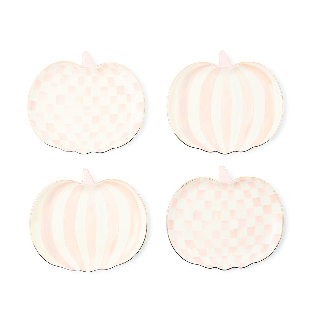 Rosy Check Pumpkin Ceramic Dessert Plates, Set of 4 | MacKenzie-Childs