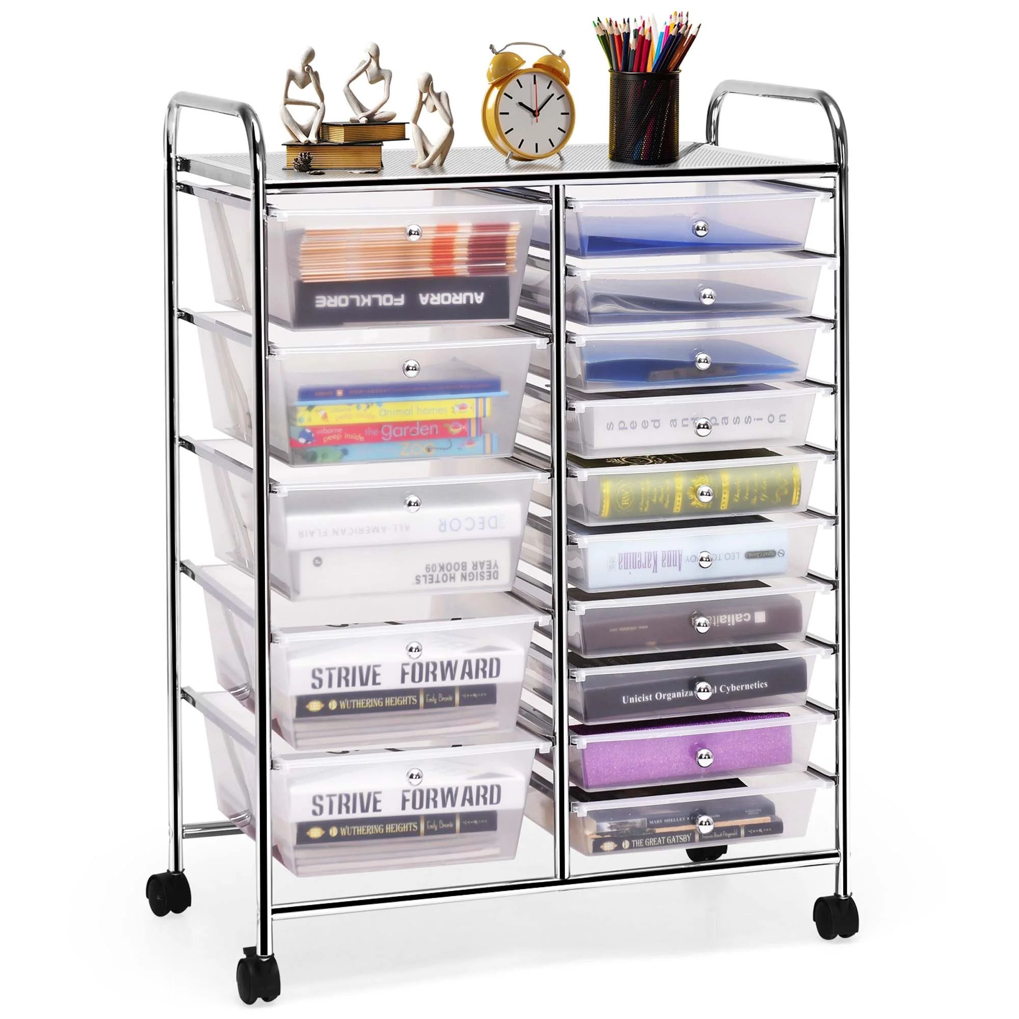 Costway 15 Drawer Rolling Storage Cart Tools Scrapbook Cosmetics Paper Organizer | Walmart (US)