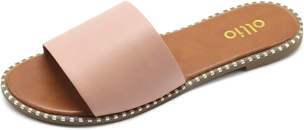 Ollio Women's Shoes Simple Comfort Slide Sandals S130 | Amazon (US)