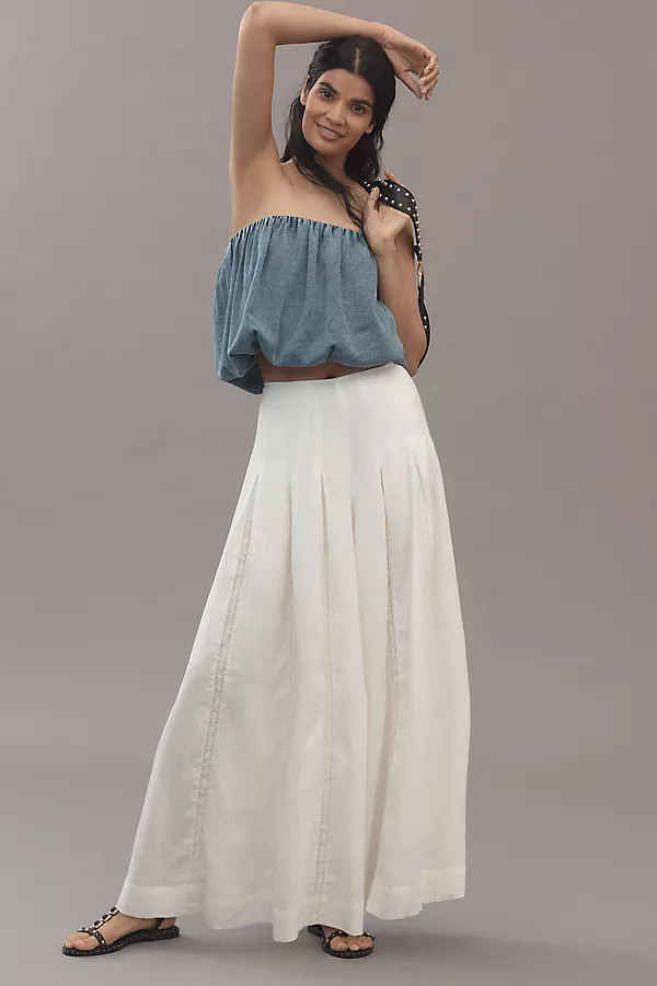 Linen Blend Pleated Wide-Leg Pants | Anthropologie (US)