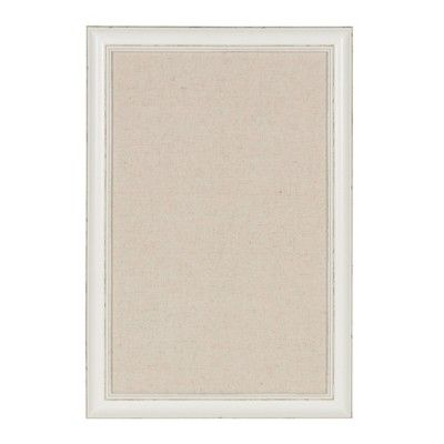 18" x 27" Macon Framed Linen Fabric Pinboard White - Kate and Laurel | Target