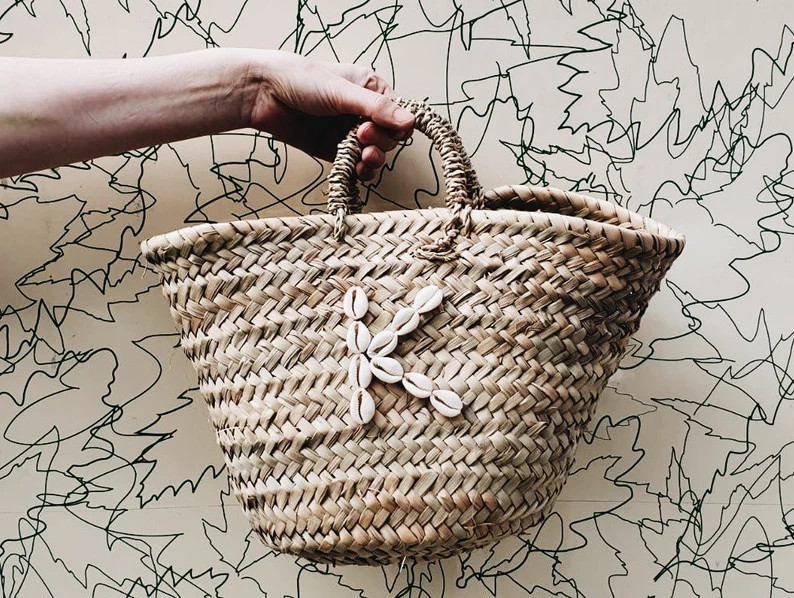 Personalised Initial Shell Monogram Mini Straw Tote bag  | Etsy | Etsy (UK)