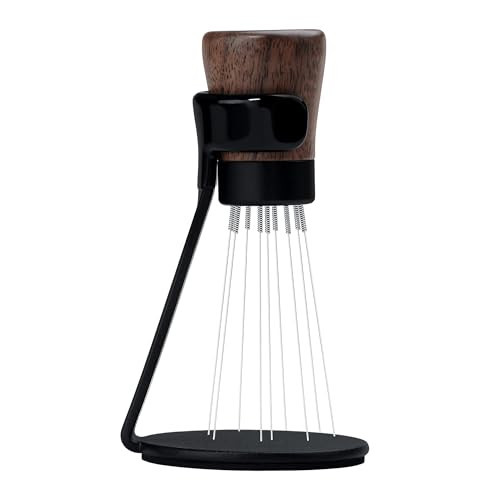 Normcore WDT Tool V2.1 with Stand, 9 Prong 0.23mm Espresso Distribution Too, Weiss Distribution Technique, Magnetic Coffee Stirrer with 16 Extra Needles, American Walnut Wood Handle, New Upgraded | Amazon (US)