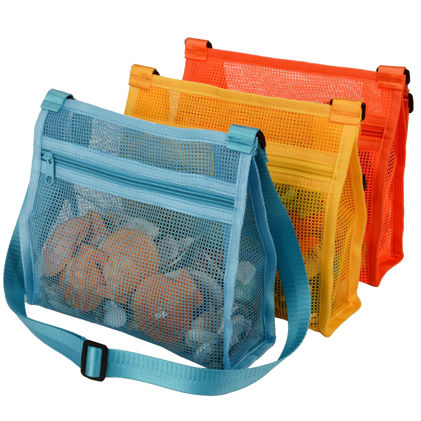 Mesh Beach Bag for Shells Collecting 3 Pack,Shell Bags for Beach, Beach Shell Bag for Kids, Sea S... | Amazon (US)