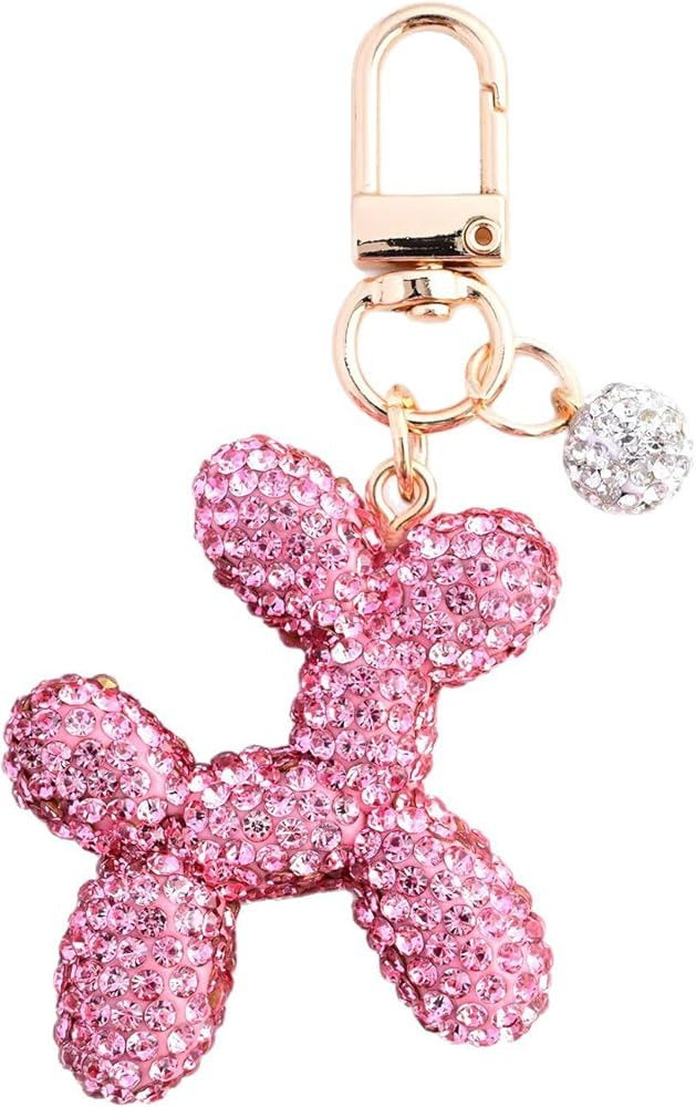 Rhinestone Balloon Dog Keychain - Sparkly Crystal Purse Charm for Handbags, Keys, Backpacks | Amazon (US)