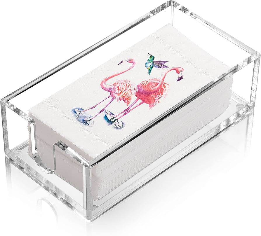 Acrylic Napkin Holder for Bathroom with Rounded Corners and Hygienic Non-Slip Pads, Clear, Durabl... | Amazon (US)